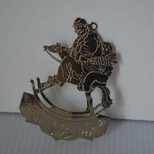 1983 McDonald's Coca-Cola Norman Rockwell Christmas 3" Gold Metal Ornament Horse